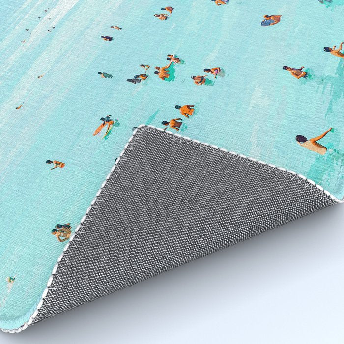 Hot Summer Day | Beachy Watercolor Painting | Ocean Sea Surf Swim | Vacation Travel Staycation Waves Rug Gallery Image 4