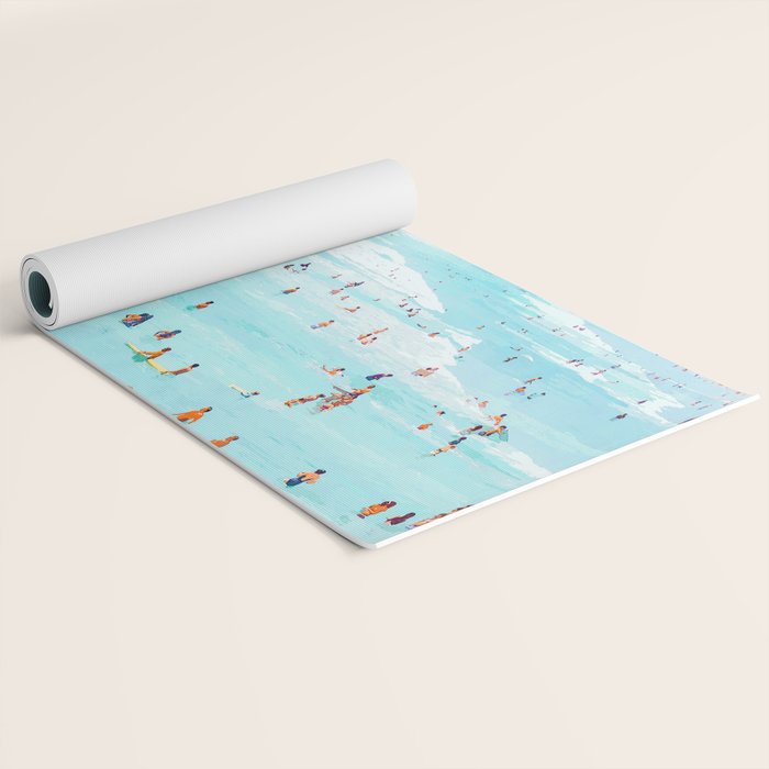 Hot Summer Day | Beachy Watercolor Painting | Ocean Sea Surf Swim | Vacation Travel Staycation Waves Yoga Mat Gallery Image 2
