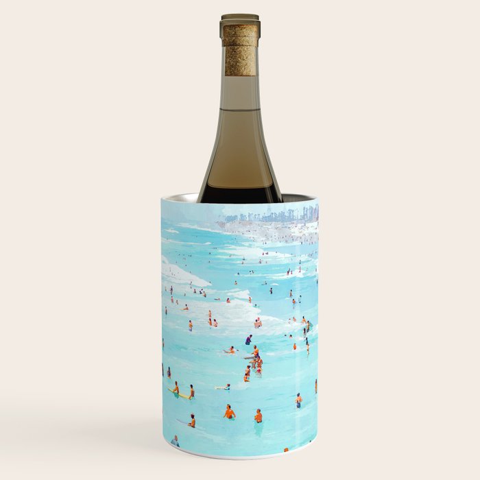 Hot Summer Day | Beachy Watercolor Painting | Ocean Sea Surf Swim | Vacation Travel Staycation Waves Wine Chiller Gallery Image 3