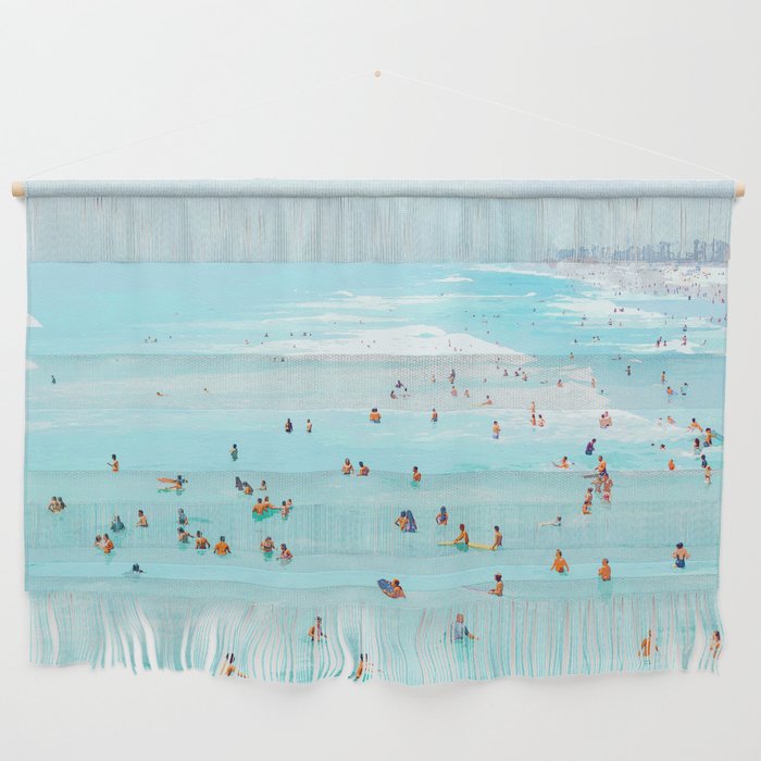 Hot Summer Day | Beachy Watercolor Painting | Ocean Sea Surf Swim | Vacation Travel Staycation Waves Wall Hanging Gallery Image 1