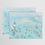 Hot Summer Day | Beachy Watercolor Painting | Ocean Sea Surf Swim | Vacation Travel Staycation Waves Placemat Gallery Image 1