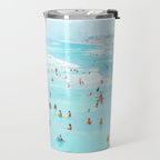 Hot Summer Day | Beachy Watercolor Painting | Ocean Sea Surf Swim | Vacation Travel Staycation Waves Travel Mug Gallery Image 2