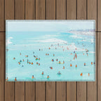 Hot Summer Day | Beachy Watercolor Painting | Ocean Sea Surf Swim | Vacation Travel Staycation Waves Outdoor Rug Gallery Image 1