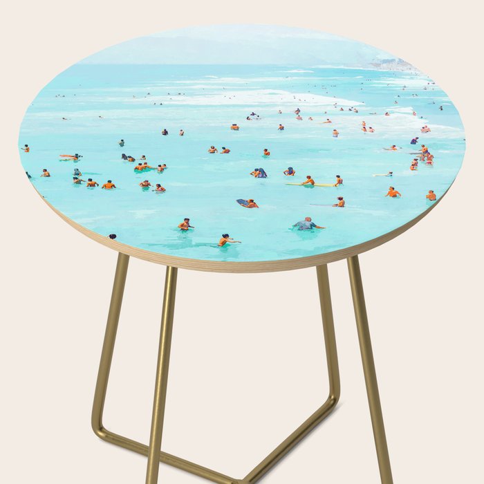 Hot Summer Day | Beachy Watercolor Painting | Ocean Sea Surf Swim | Vacation Travel Staycation Waves Side Table Gallery Image 2