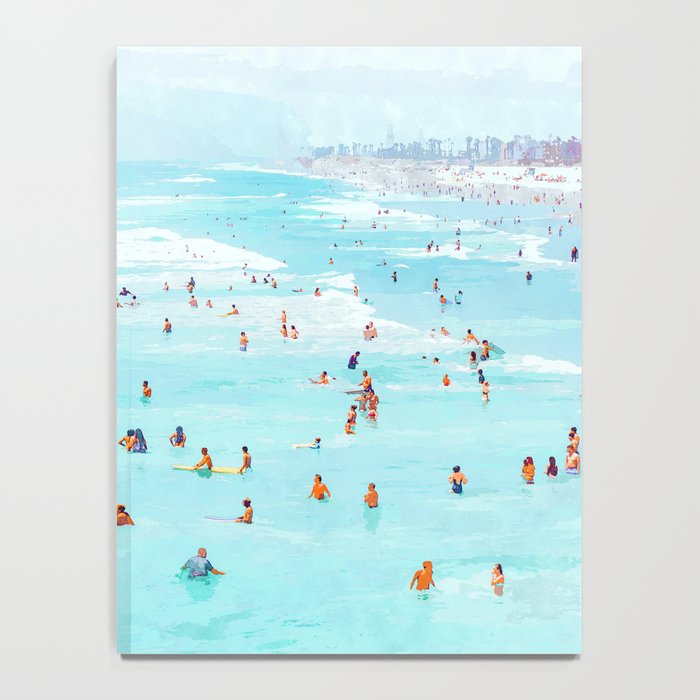 Hot Summer Day | Beachy Watercolor Painting | Ocean Sea Surf Swim | Vacation Travel Staycation Waves Notebook Gallery Image 4