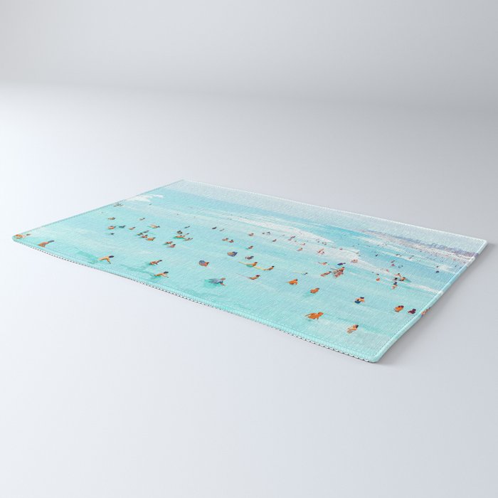 Hot Summer Day | Beachy Watercolor Painting | Ocean Sea Surf Swim | Vacation Travel Staycation Waves Rug Gallery Image 3