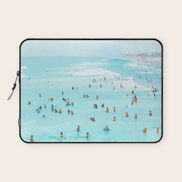 Hot Summer Day | Beachy Watercolor Painting | Ocean Sea Surf Swim | Vacation Travel Staycation Waves Laptop Sleeve Gallery Image 1