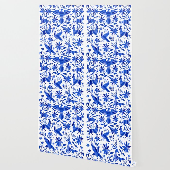 Mexican Otomí Design in Deep Blue by Akbaly Wallpaper Gallery Image 2