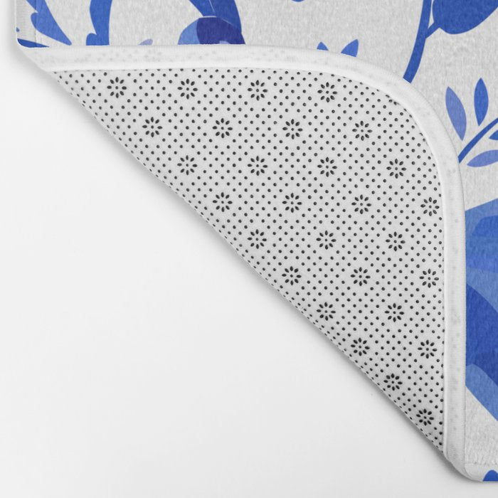 Mexican Otomí Design in Deep Blue by Akbaly Bath Mat Gallery Image 2