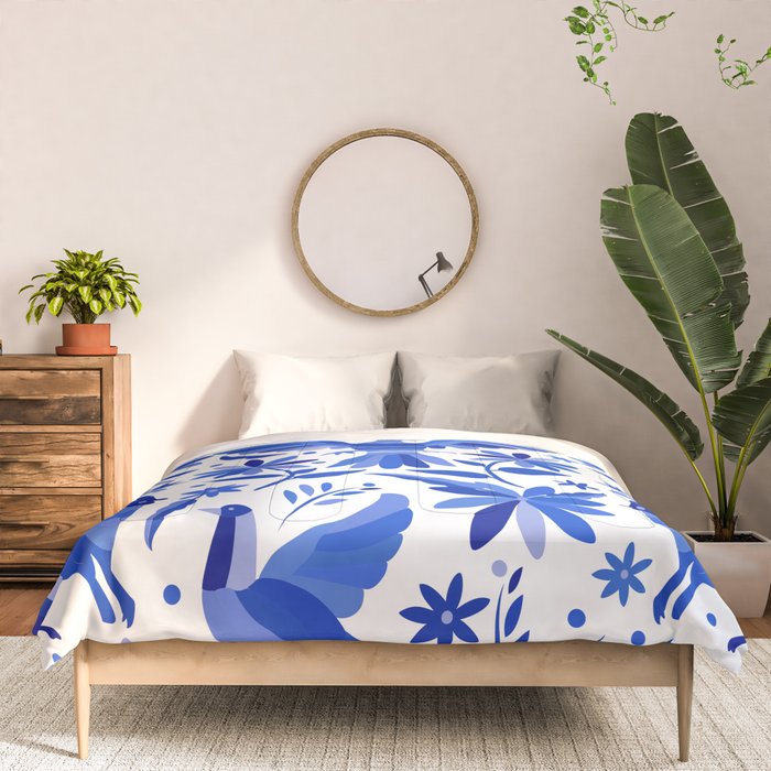 Mexican Otomí Design in Deep Blue by Akbaly Comforter Gallery Image 3