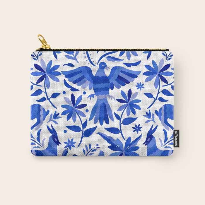 Mexican Otomí Design in Deep Blue by Akbaly Carry All Pouch Gallery Image 1