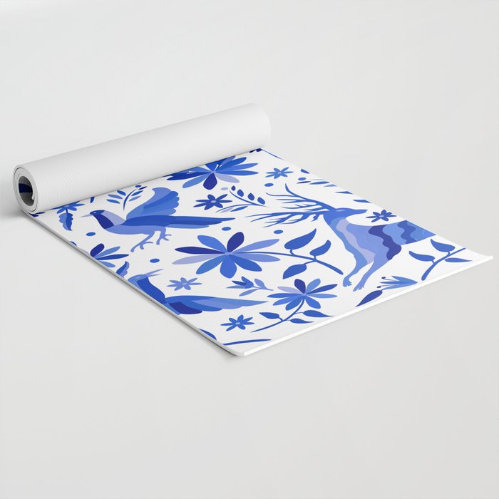 Mexican Otomí Design in Deep Blue by Akbaly Yoga Mat Gallery Image 2