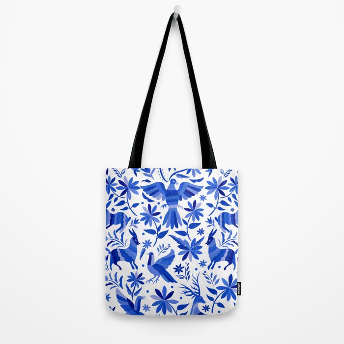 Mexican Otomí Design in Deep Blue by Akbaly Tote Bag Gallery Image 2