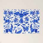 Mexican Otomí Design in Deep Blue by Akbaly Welcome Mat Gallery Image 1