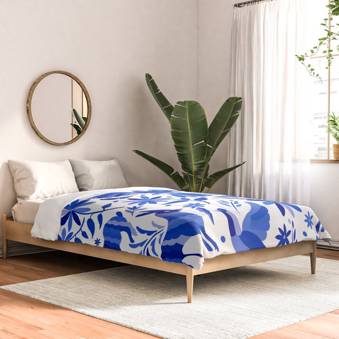 Mexican Otomí Design in Deep Blue by Akbaly Comforter Gallery Image 2
