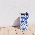 Mexican Otomí Design in Deep Blue by Akbaly Travel Mug Gallery Image 4