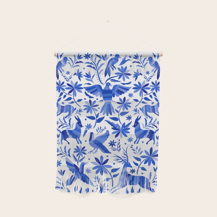 Mexican Otomí Design in Deep Blue by Akbaly Wall Hanging Gallery Image 1