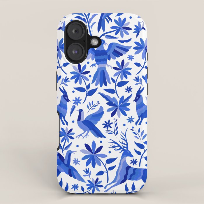 Mexican Otomí Design in Deep Blue by Akbaly iPhone Case Gallery Image 1