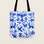 Mexican Otomí Design in Deep Blue by Akbaly Tote Bag Gallery Image 1