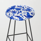 Mexican Otomí Design in Deep Blue by Akbaly Stool Gallery Image 2