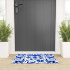 Mexican Otomí Design in Deep Blue by Akbaly Welcome Mat Gallery Image 3