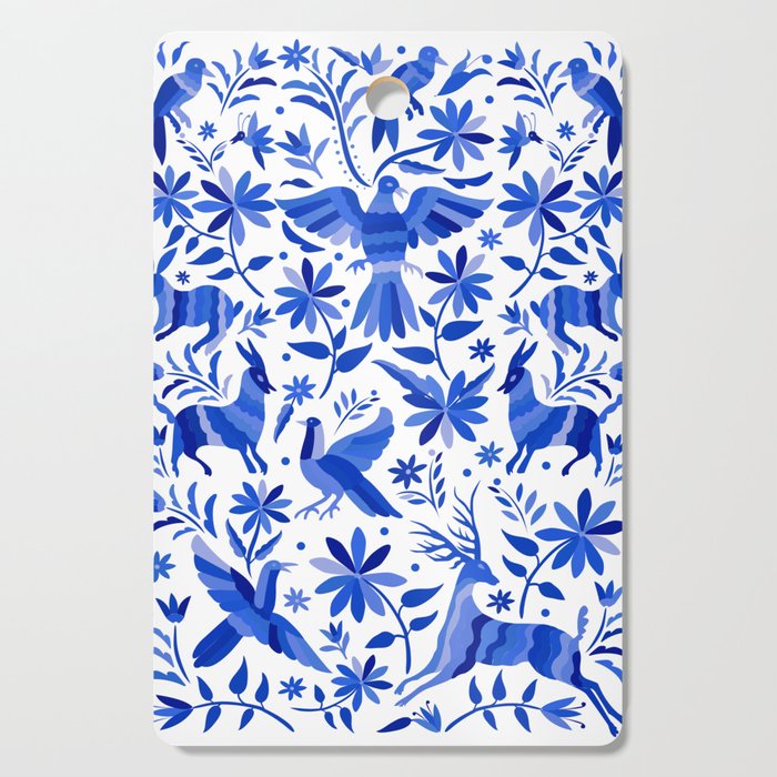 Mexican Otomí Design in Deep Blue by Akbaly Cutting Board Gallery Image 1