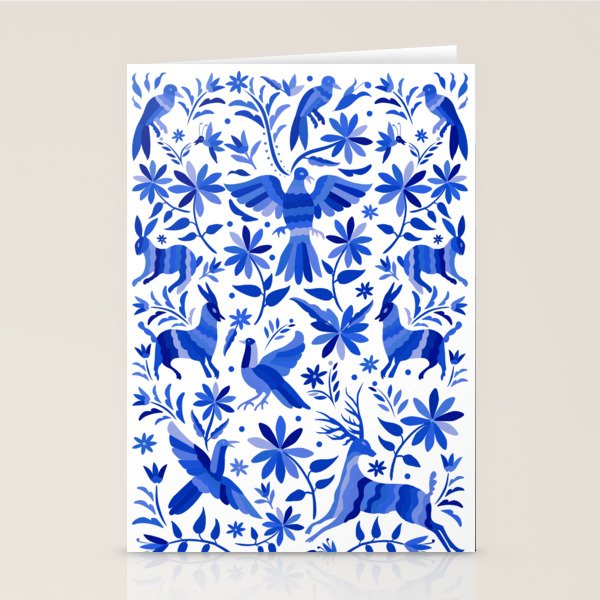 Mexican Otomí Design in Deep Blue by Akbaly Stationery Card Gallery Image 2