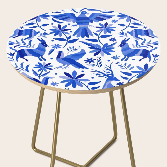 Mexican Otomí Design in Deep Blue by Akbaly Side Table Gallery Image 2