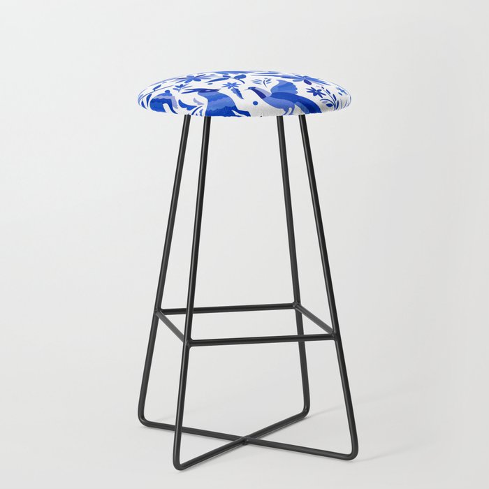 Mexican Otomí Design in Deep Blue by Akbaly Stool Gallery Image 1