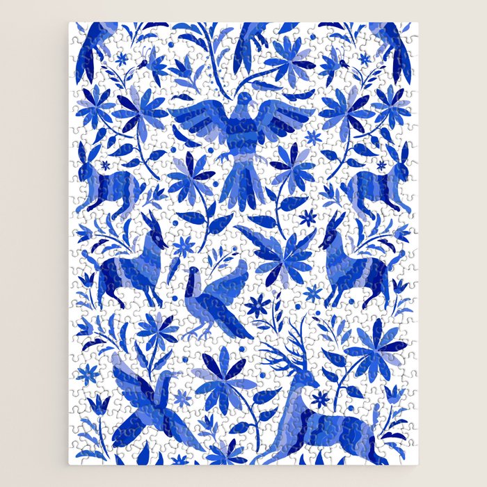 Mexican Otomí Design in Deep Blue by Akbaly Jigsaw Puzzle Gallery Image 1