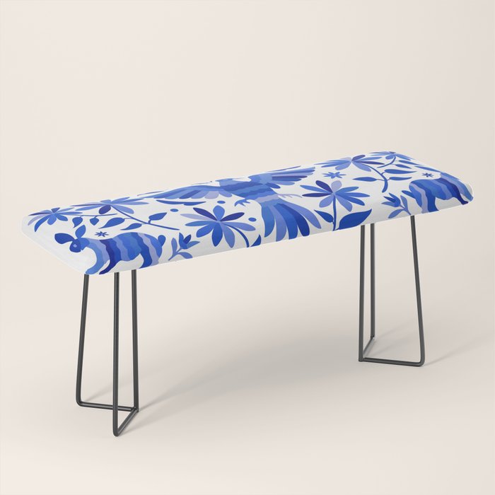 Mexican Otomí Design in Deep Blue by Akbaly Bench Gallery Image 1