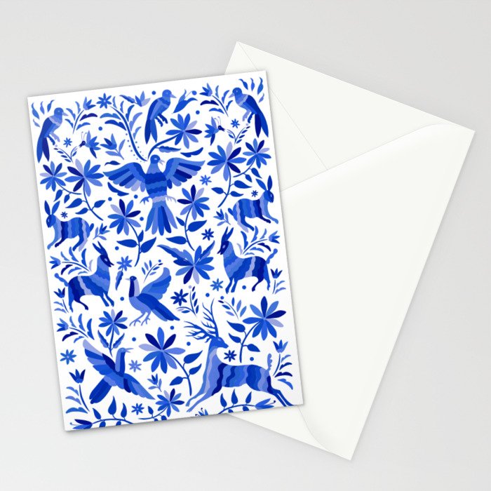 Mexican Otomí Design in Deep Blue by Akbaly Stationery Card Gallery Image 2