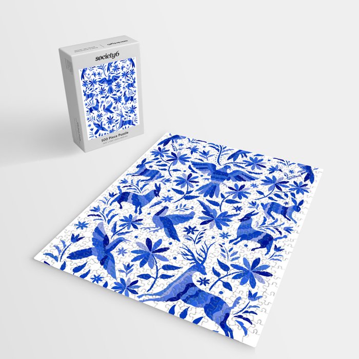 Mexican Otomí Design in Deep Blue by Akbaly Jigsaw Puzzle Gallery Image 2