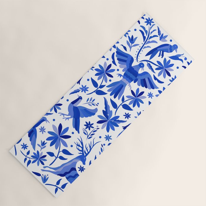 Mexican Otomí Design in Deep Blue by Akbaly Yoga Mat Gallery Image 1