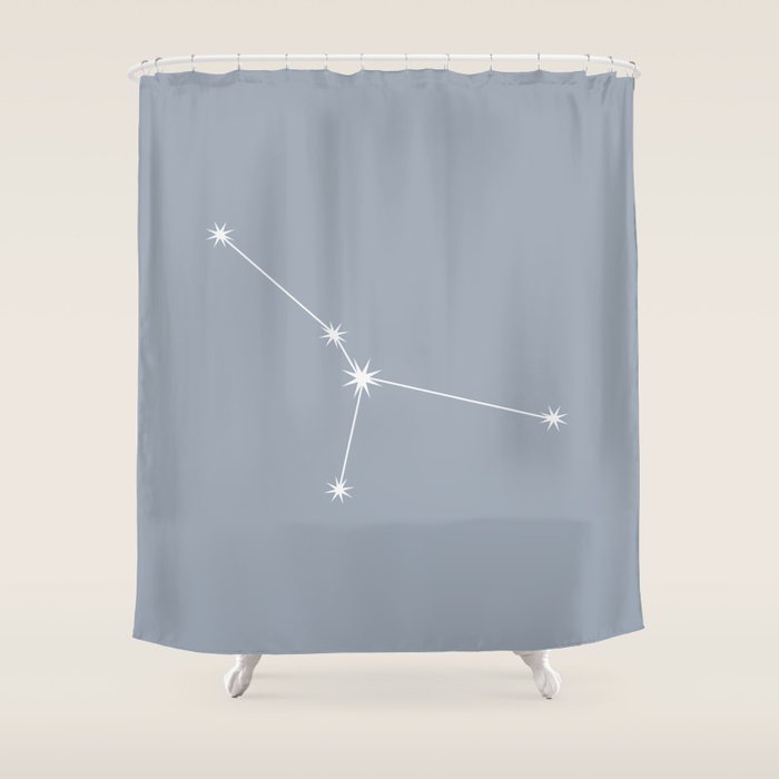 Cancer Zodiac Star Constellation Line Art Blue Grey Shower Curtain Gallery Image 1