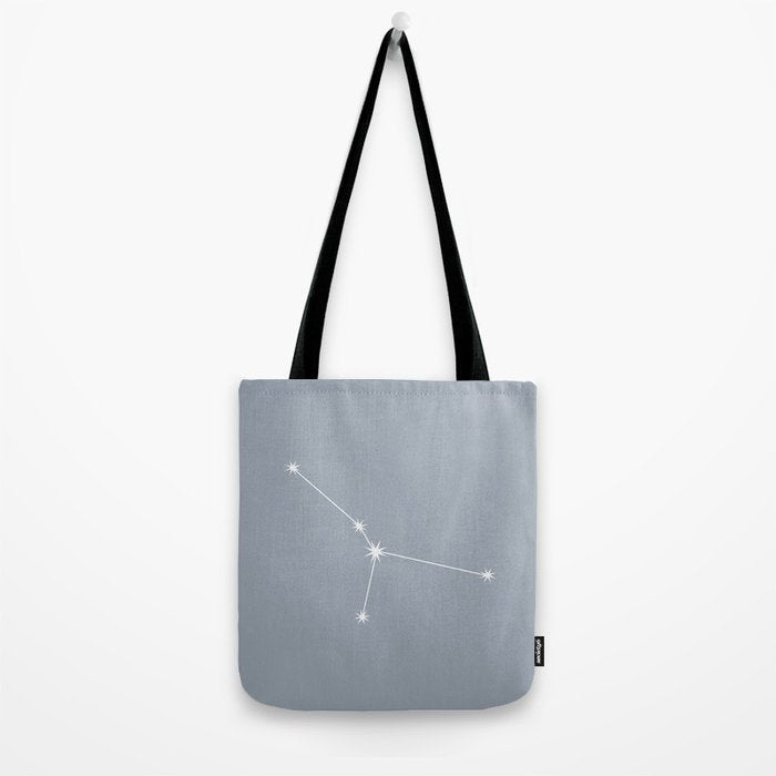 Cancer Zodiac Star Constellation Line Art Blue Grey Tote Bag Gallery Image 2