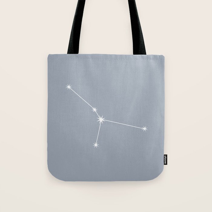 Cancer Zodiac Star Constellation Line Art Blue Grey Tote Bag Gallery Image 1