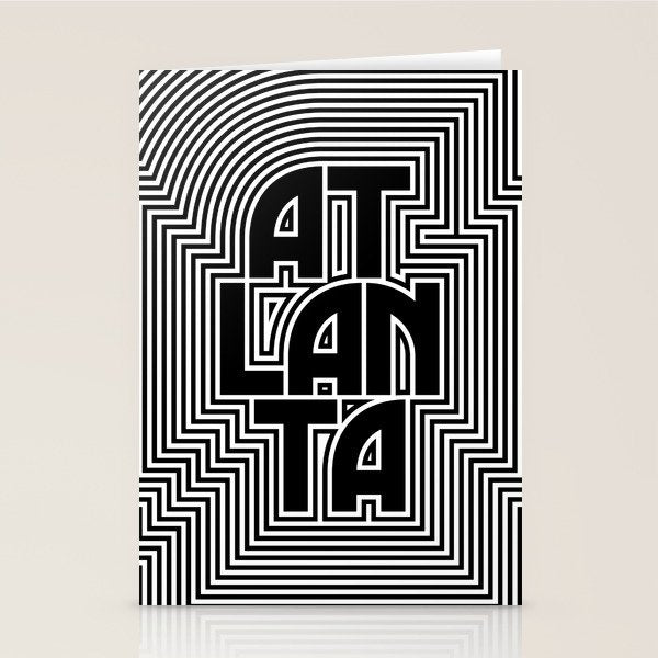 Atlanta City Text Pattern USA Stationery Card Gallery Image 1