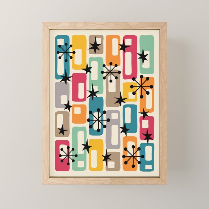 Retro Mid Century Modern Atomic Decoration 254 Googie Mini Art Print Gallery Image 1