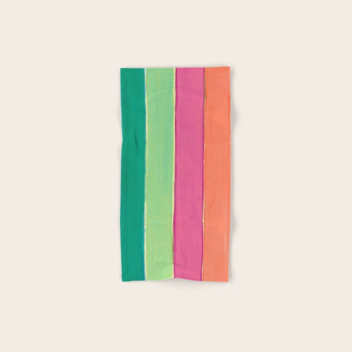 Peacock and Magenta Stripe Art Bath Towel Gallery Image 1