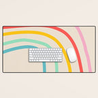 Abstract Pastel Rainbow Lines Desk Mat Gallery Image 1