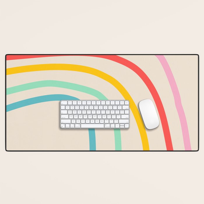 Abstract Pastel Rainbow Lines Desk Mat Gallery Image 1