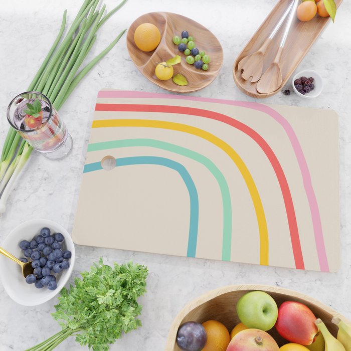 Abstract Pastel Rainbow Lines Cutting Board Gallery Image 2