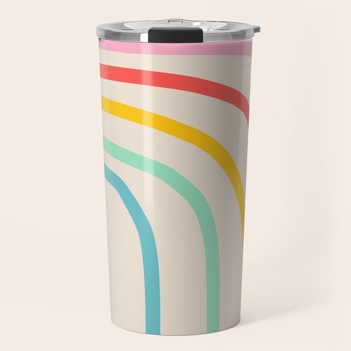 Abstract Pastel Rainbow Lines Travel Mug Gallery Image 1