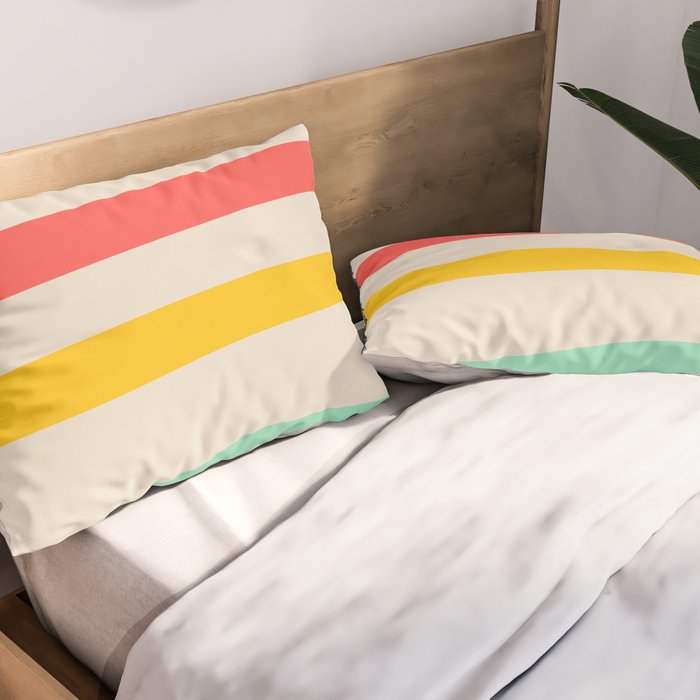 Abstract Pastel Rainbow Lines Pillow Sham Gallery Image 2