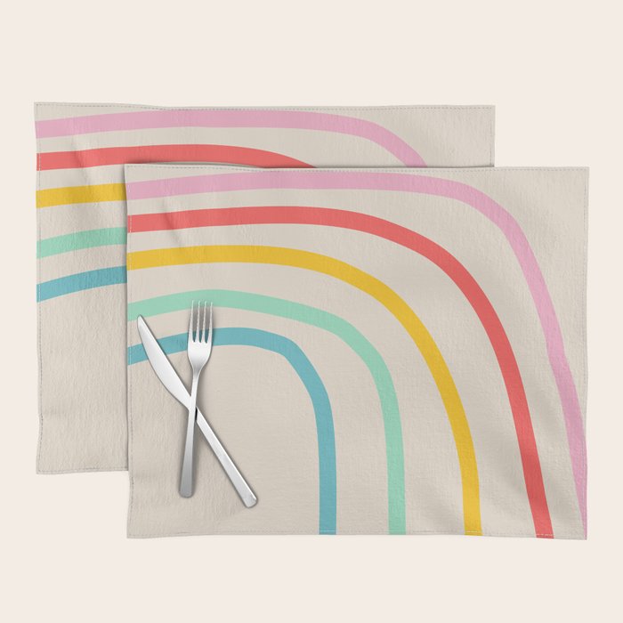 Abstract Pastel Rainbow Lines Placemat Gallery Image 1