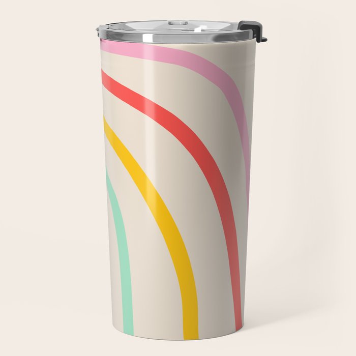 Abstract Pastel Rainbow Lines Travel Mug Gallery Image 2