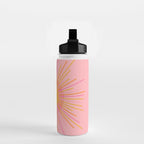 Mid Century Modern Minimalist Sunburst Retro Sun Pink Orange Mustard Yellow Water Bottle Gallery Image 2