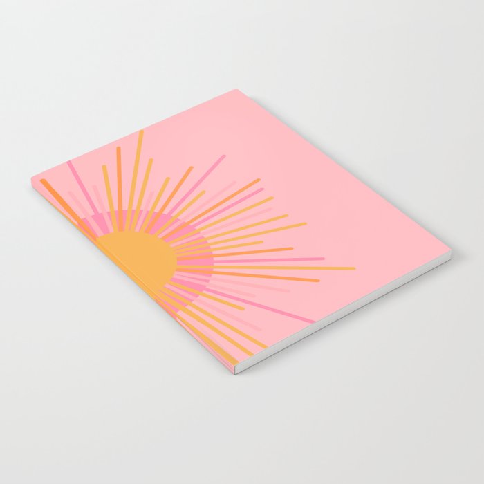 Mid Century Modern Minimalist Sunburst Retro Sun Pink Orange Mustard Yellow Notebook Gallery Image 2