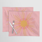 Mid Century Modern Minimalist Sunburst Retro Sun Pink Orange Mustard Yellow Placemat Gallery Image 1